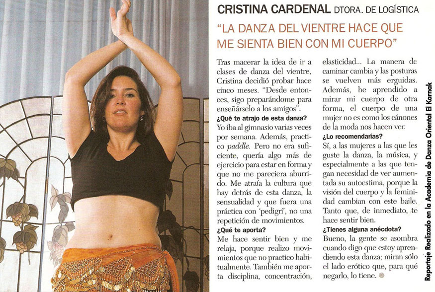 Reportajes de prensa de Yasmina Andrawis y la Academia Danza Oriental El Karnak en revista Ana Rosa