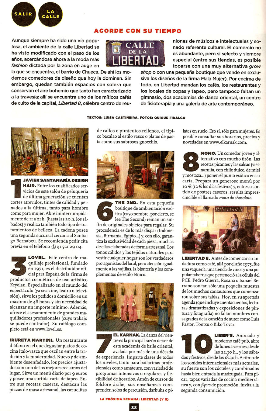 Reportajes de prensa de Yasmina Andrawis y la Academia Danza Oriental El Karnak en Metropoli